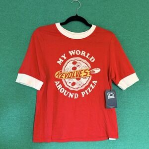 Disney x Junk Food Toy Story Pixar Aliens Pizza Planet Ringer T-Shirt Large NWT